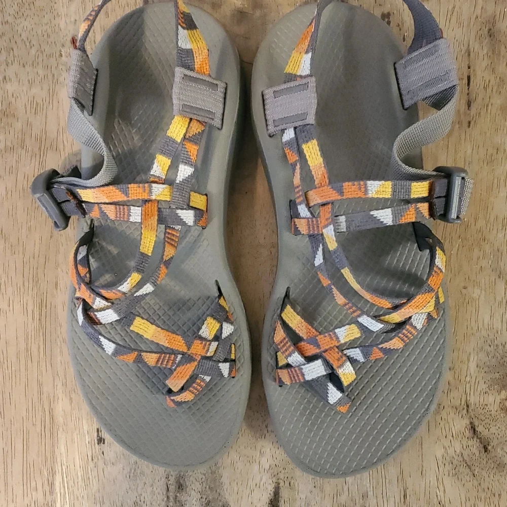 Chaco Z/Cloud X2 Womens Classic Sandals Size 8 Orange Grey White Comfort Hike - Picture 11 of 12